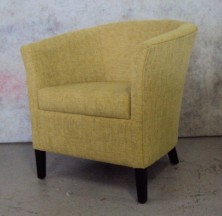 Ivana Single Tub Chair. Low Timber Leg Stained. Any Fabric Colour